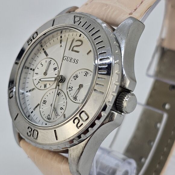 Guess Women\'s Watch 38MM‎ Gray Dial Day Date 24H New Pink Leather Bands Battery main image 8